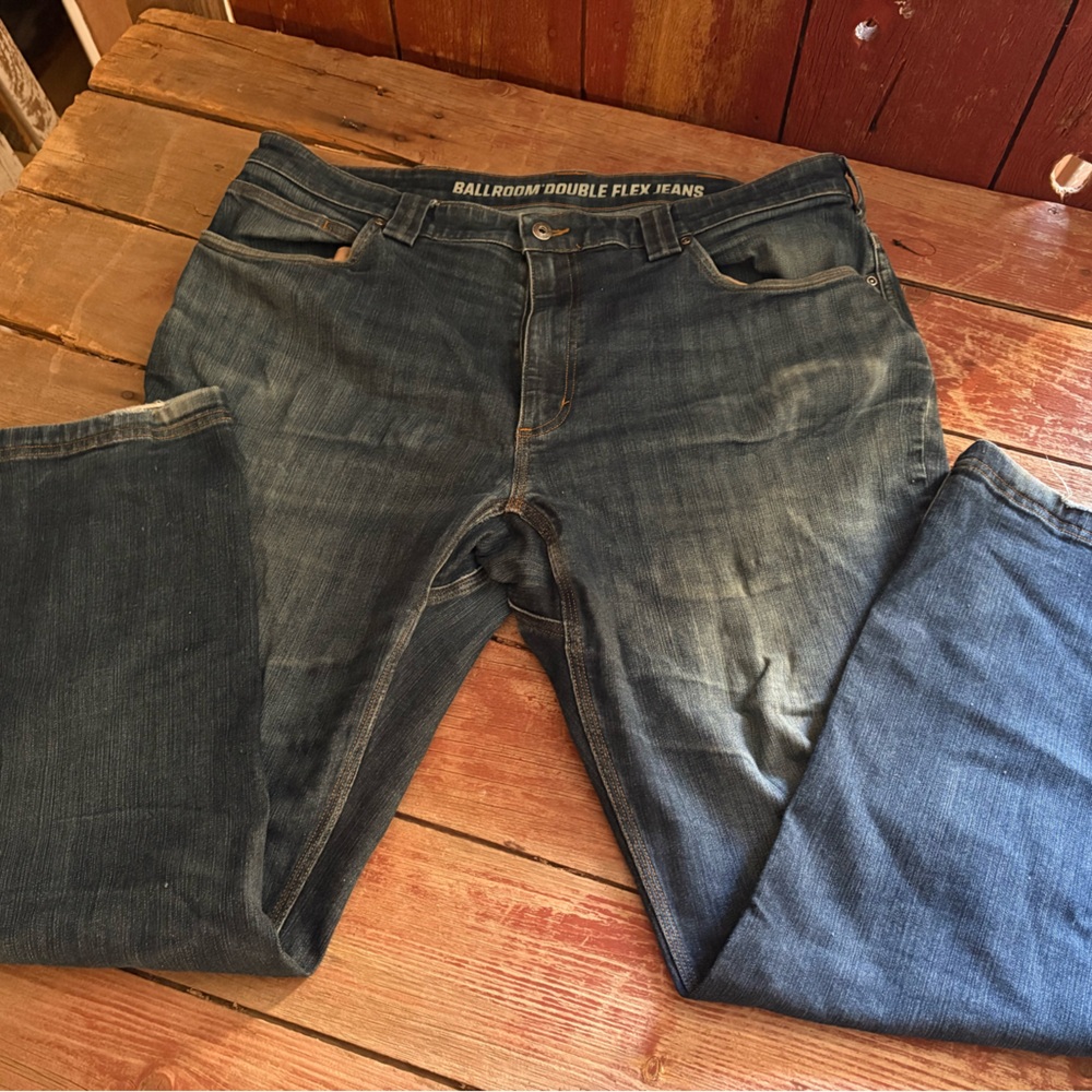Duluth Trading Co. Ballroom Double Flex Straight Blue Denim Stretch Jeans